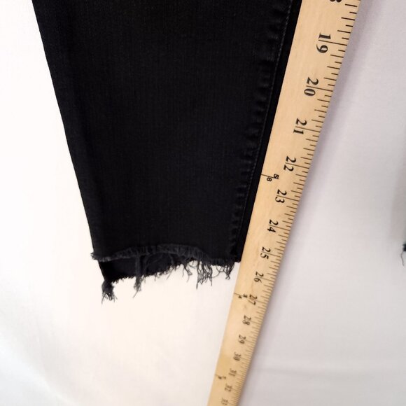 Mother Jeans Womens 32 Black Stunner Zip Ankle Step Fray High Rise Stretch Denim - Picture 7 of 14